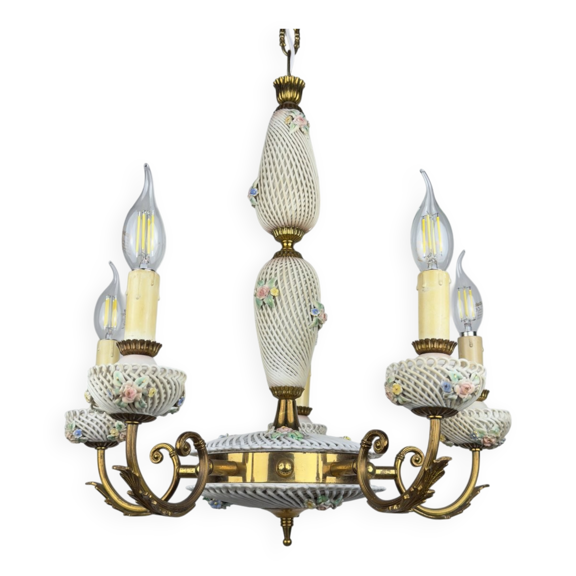 Capodimonte Art Nouveau Vintage Chandelier, 1930s
