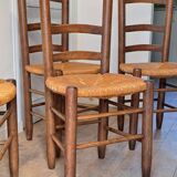 4 brutalist straw chairs