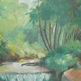 Painting landscape oil on canvas river 55 X 38cm