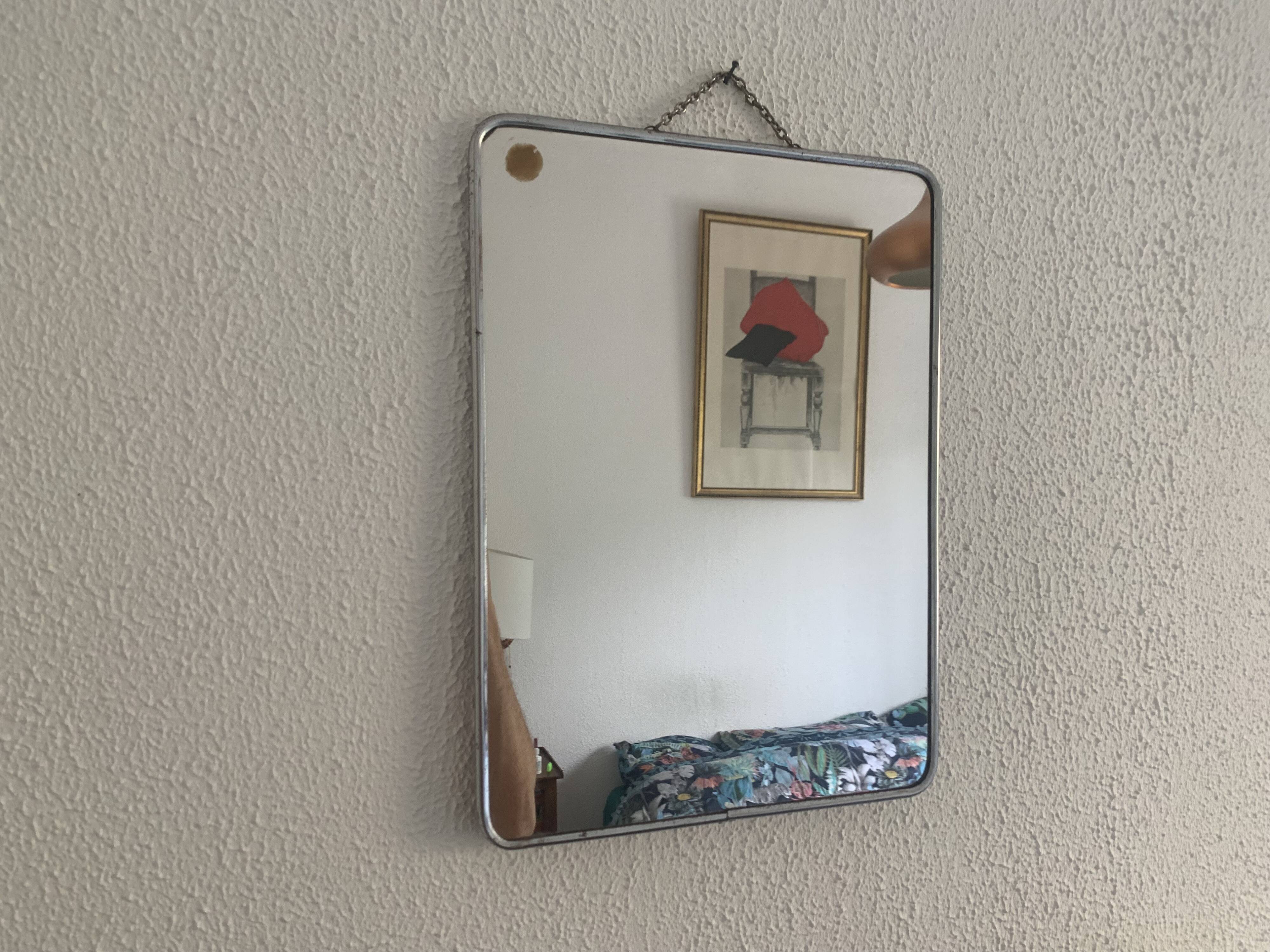 Vintage 1960 ponceau red barber mirror - 39 x 29 cm