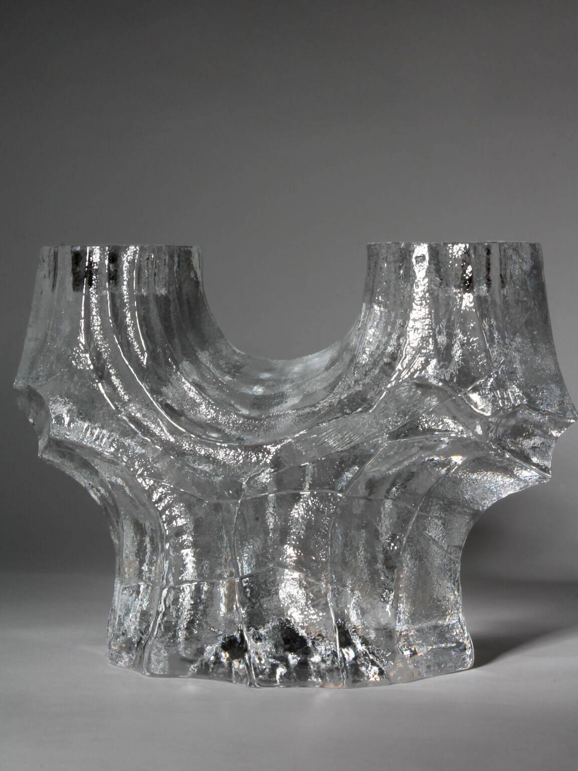 Christer Sjögren Brutalist Crystal Candle Holder, 1960s, Signed