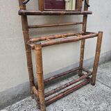 Vestiaire en bambou teinté avec miroir et porte-parapluies – 1920