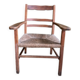 Straw and wood armchair