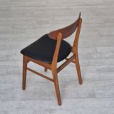 1960s, set of 4 Danish dining chairs by Farstrup, bent teak wood, reupholstered.