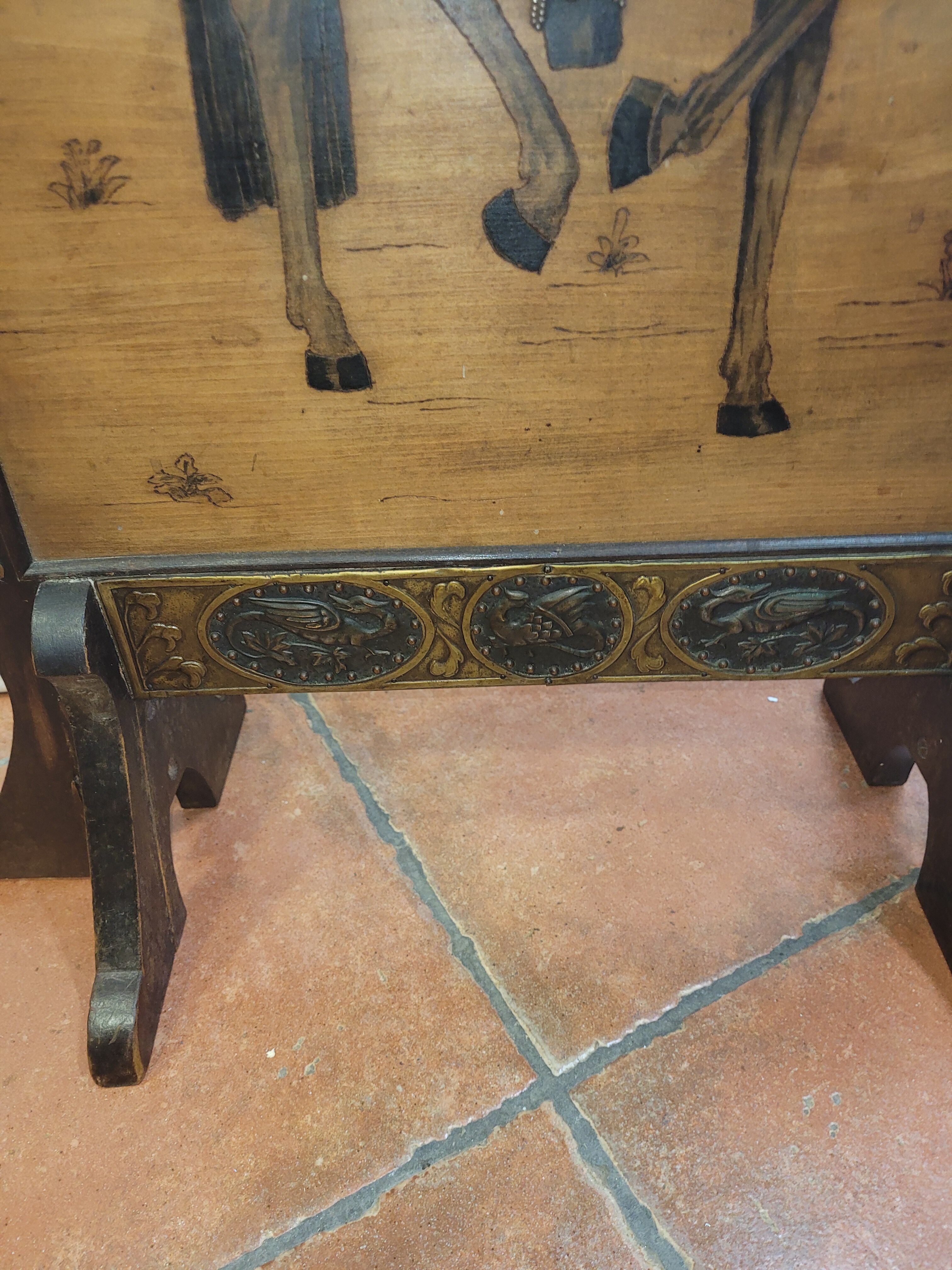 Fire pare old wooden fireplace