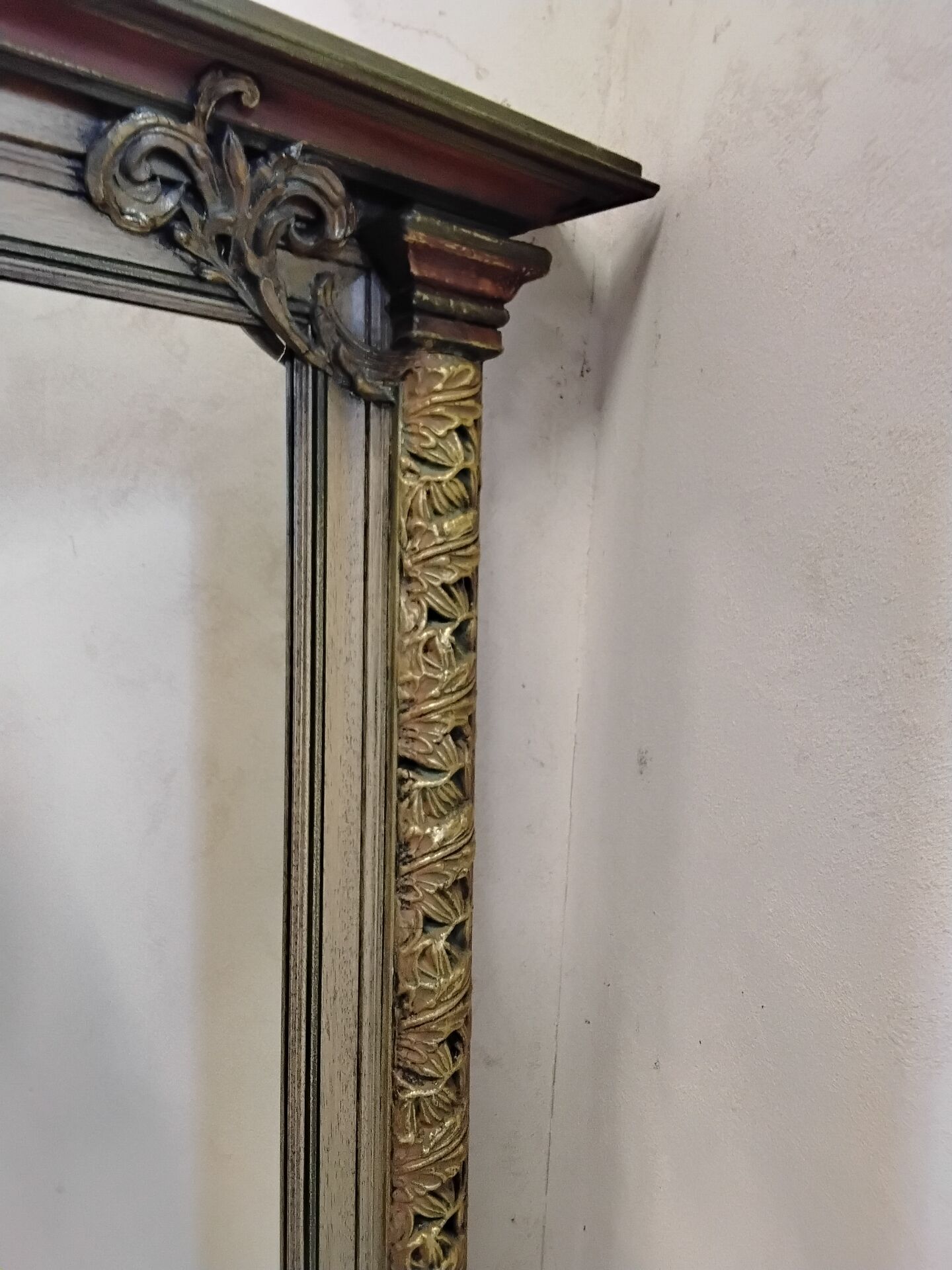 Large antique wooden mirror