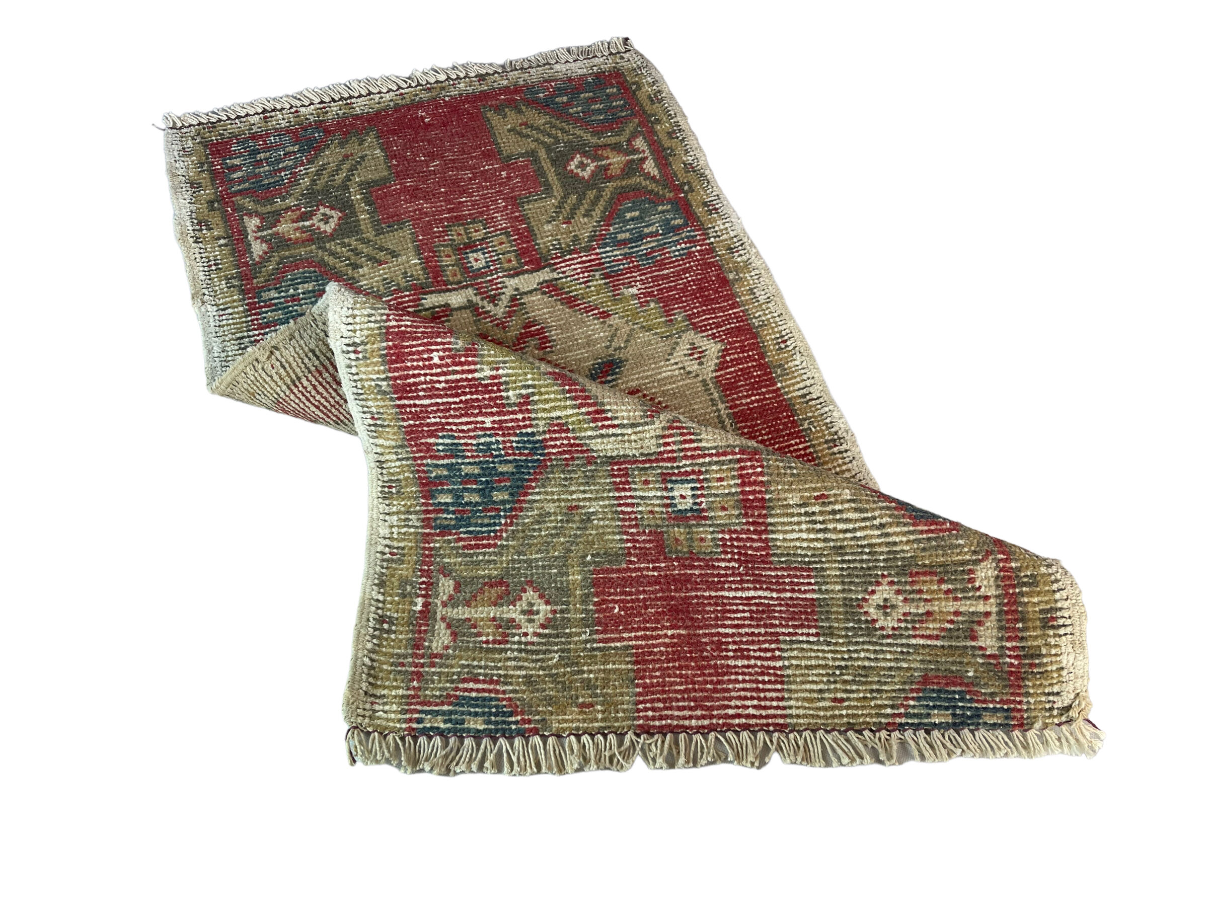 Vintage turkish pastel mini rug 93 x 52 cm