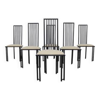 6x Chaise de salle à manger postmoderne, années 1980, rembourrage NEUF