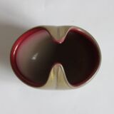 Horned aventurine and burgundy murano glass bowl, venice 1950s.