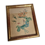 Original framed drawing from the beginning of the 19th century inspired by the work of Pierre-Joseph Redouté