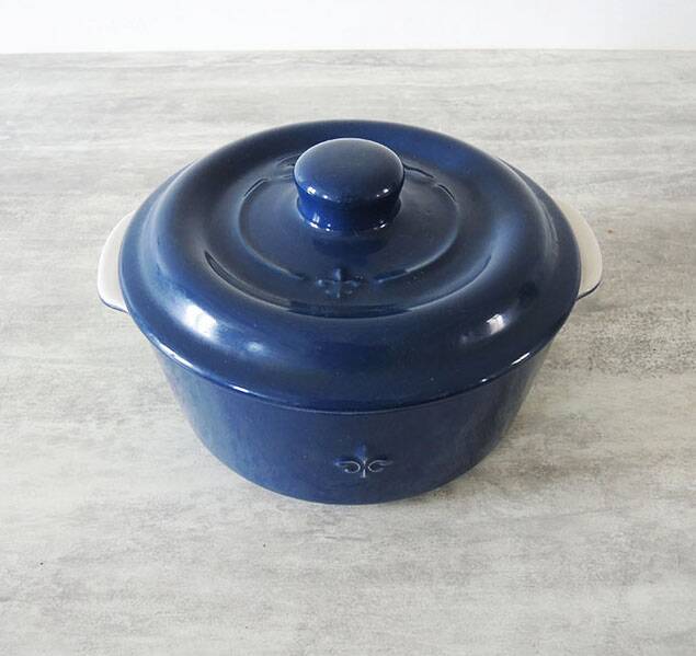 Old fontignac blue ceramic casserole