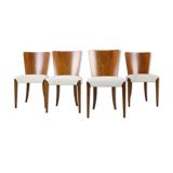 Ensemble de quatre chaises à manger restaurées modèle H-214 conçu par Jindřich Halabala, années 1950.