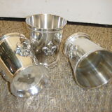 3 silver cups, lily flower