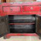 Small antique Chinese buffet (1920-1950) in rustic style, red lacquered, ori