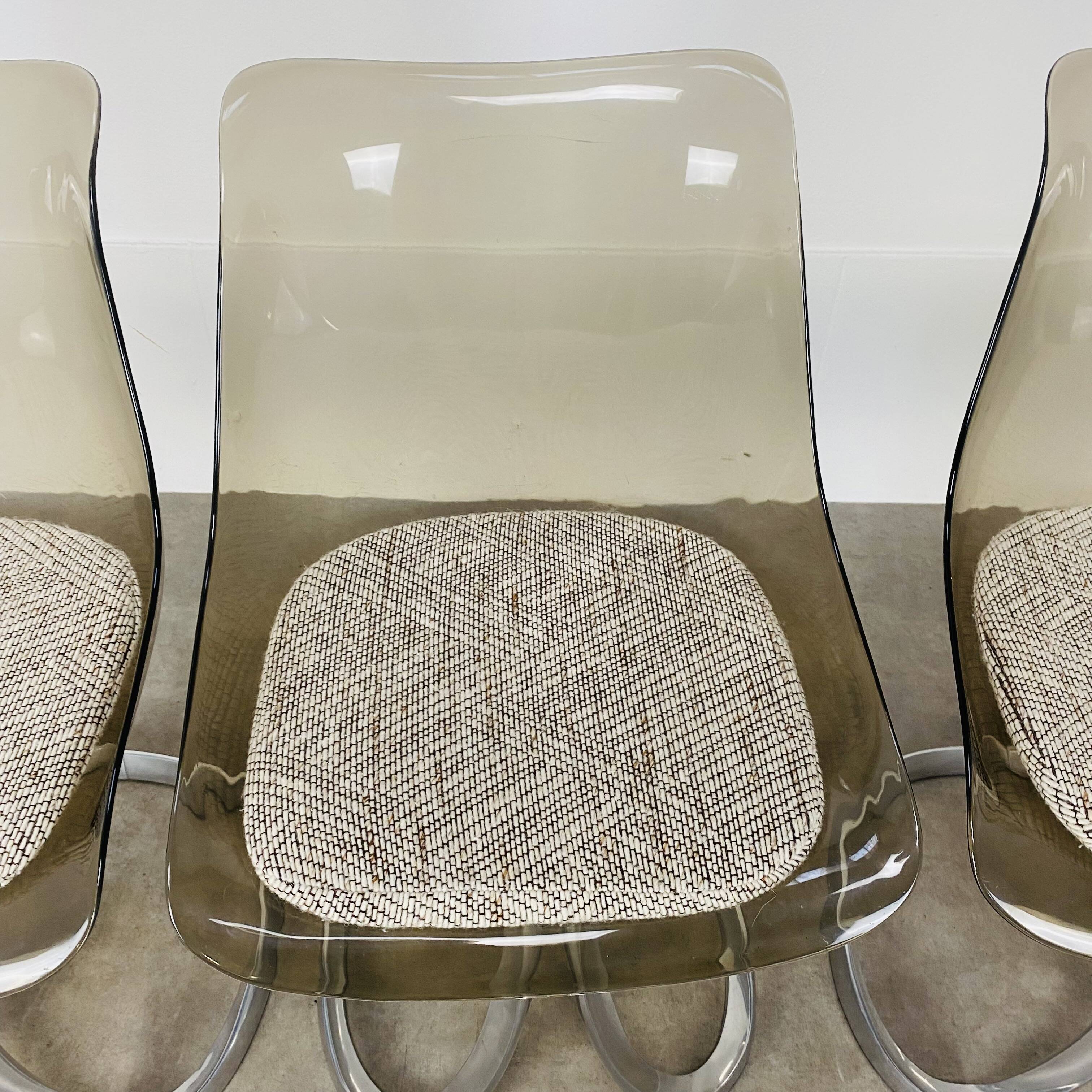 4 chairs by Michel Charron, 1970, plexiglass and aluminum