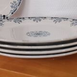 6 Flat plates in blue/green iron clay model “Mignon”, H & Cie Sarreguemines