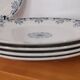 6 Flat plates in blue/green iron clay model “Mignon”, H & Cie Sarreguemines