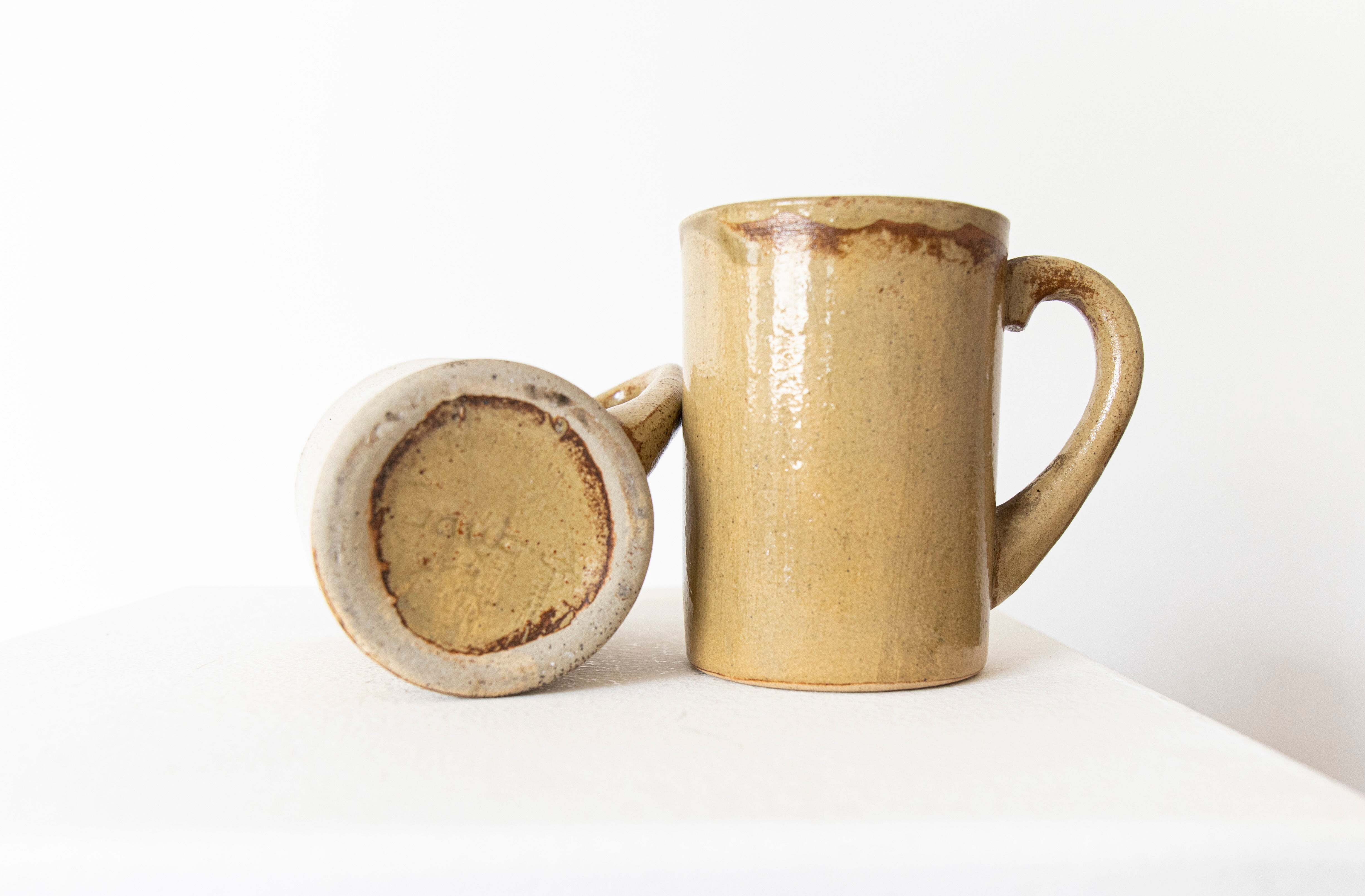 Pair of Puisaye sandstone mugs by Charles Gaudry, 1960s