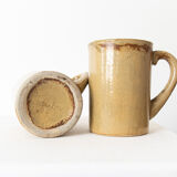Pair of Puisaye sandstone mugs by Charles Gaudry, 1960s