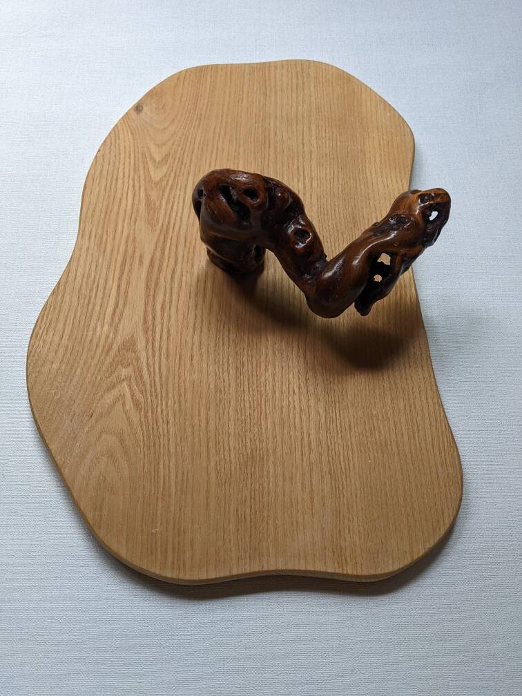 Natural wood cheese board with country vine decoration