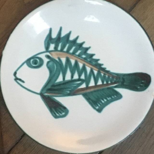 Vintage ceramic plate signed Robert Picault Vallauris