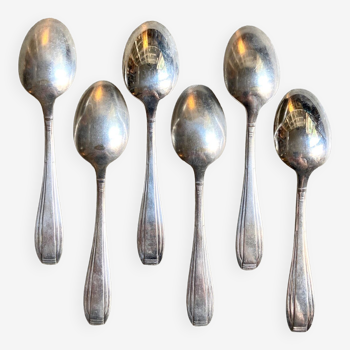 6 silver metal spoons