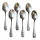 6 silver metal spoons