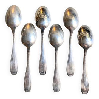 6 silver metal spoons