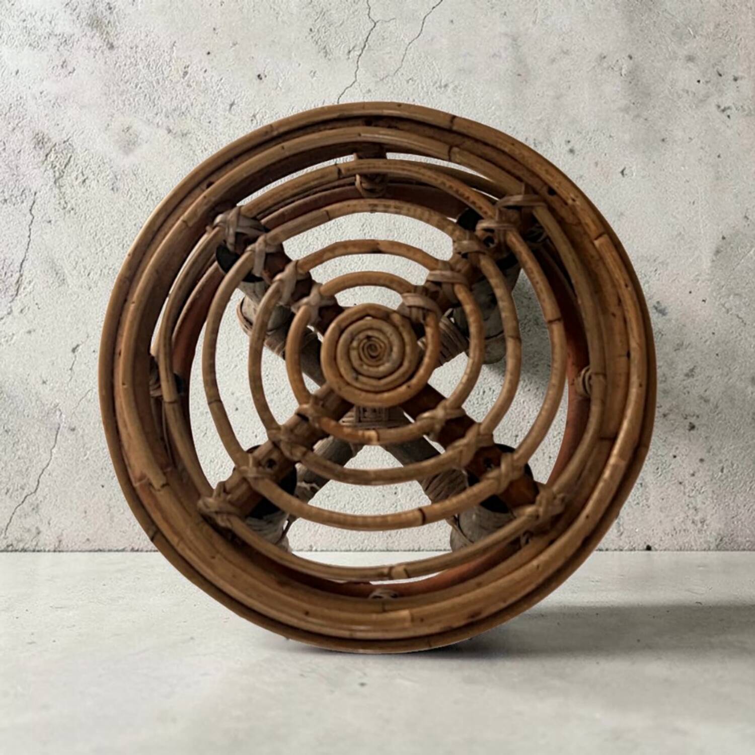 Brutalist rattan stool