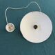 Vintage enamelled sheet metal suspension and its porcelain rosette