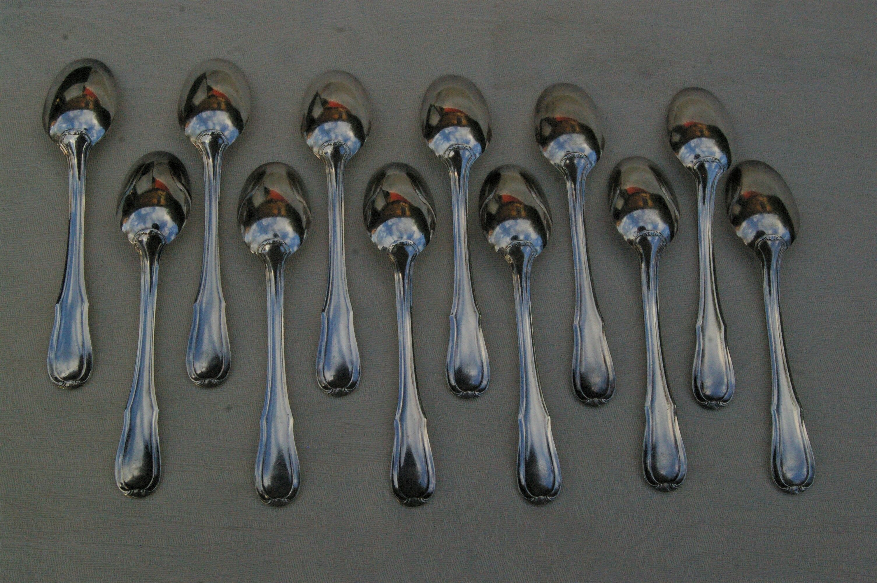 Set 12 Teaspoons Moka in silver metal - Model net staple