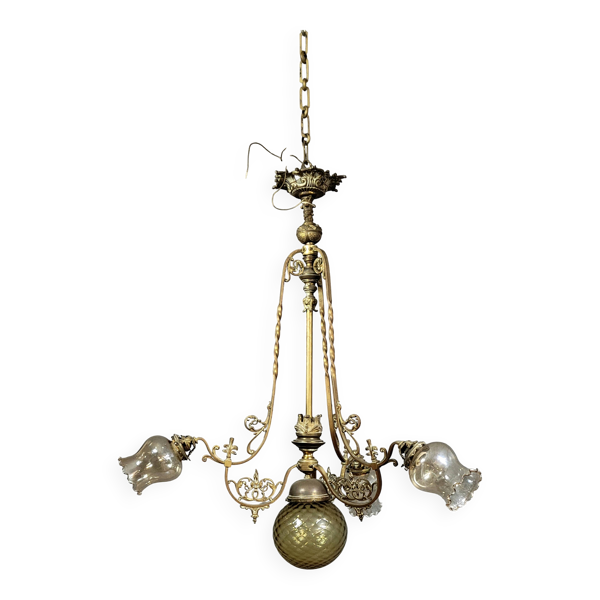 Grand lustre époque Napoléon III en bronze et laiton doré — Beyit