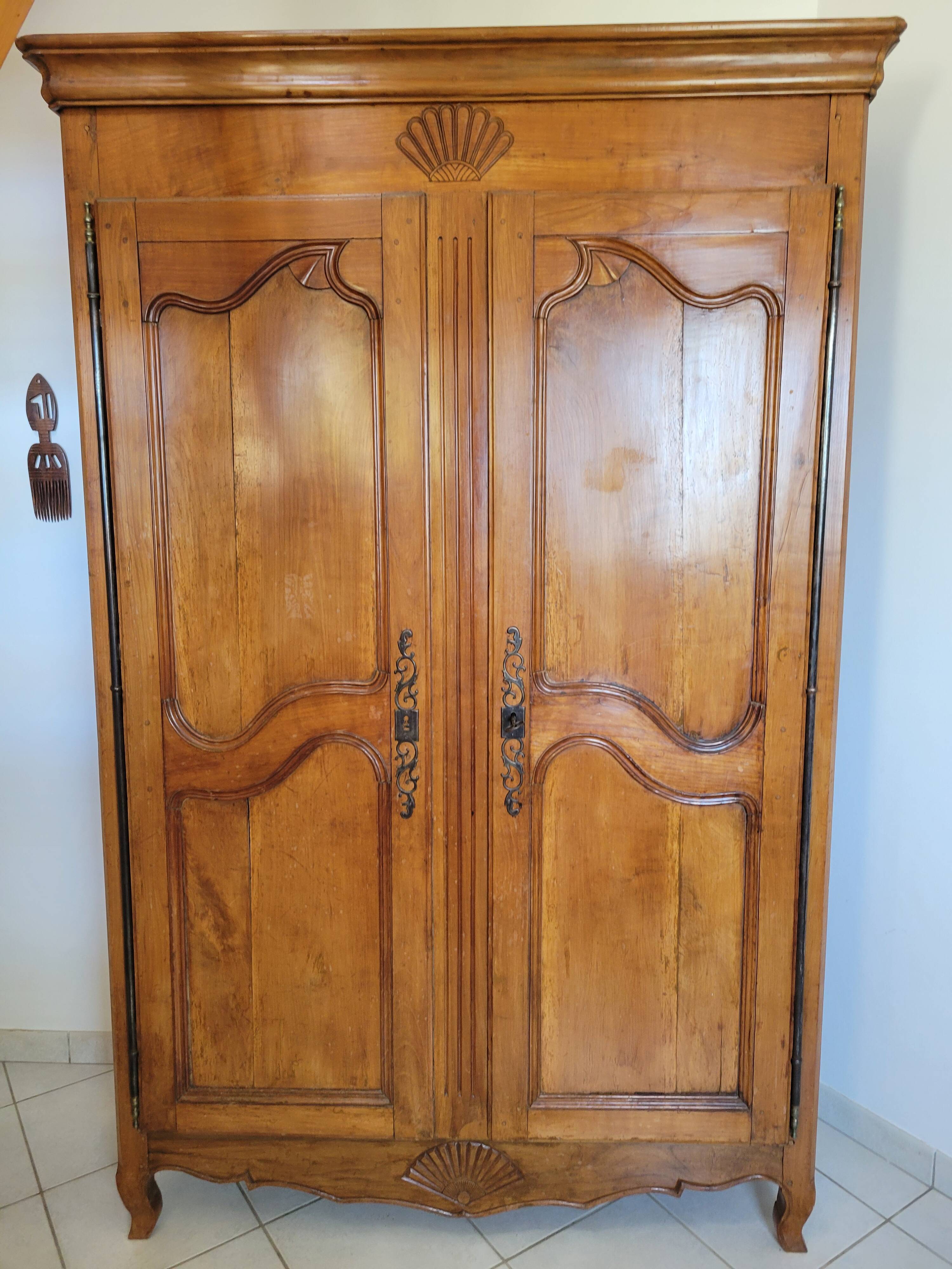 Antique solid cherry wood wardrobe