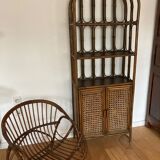 Etagère rotin avec portes cannées