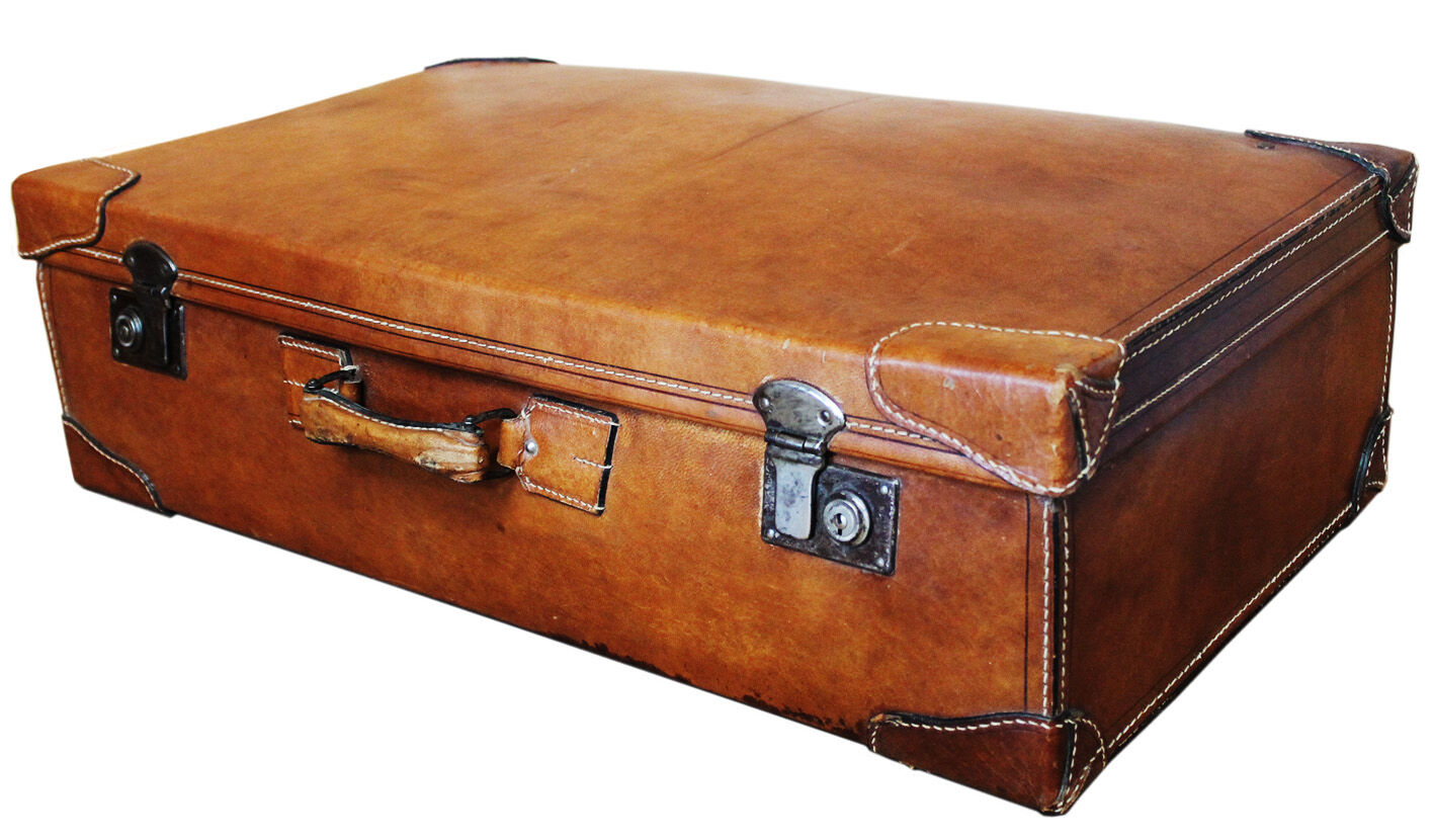 Antique XXL leather suitcase