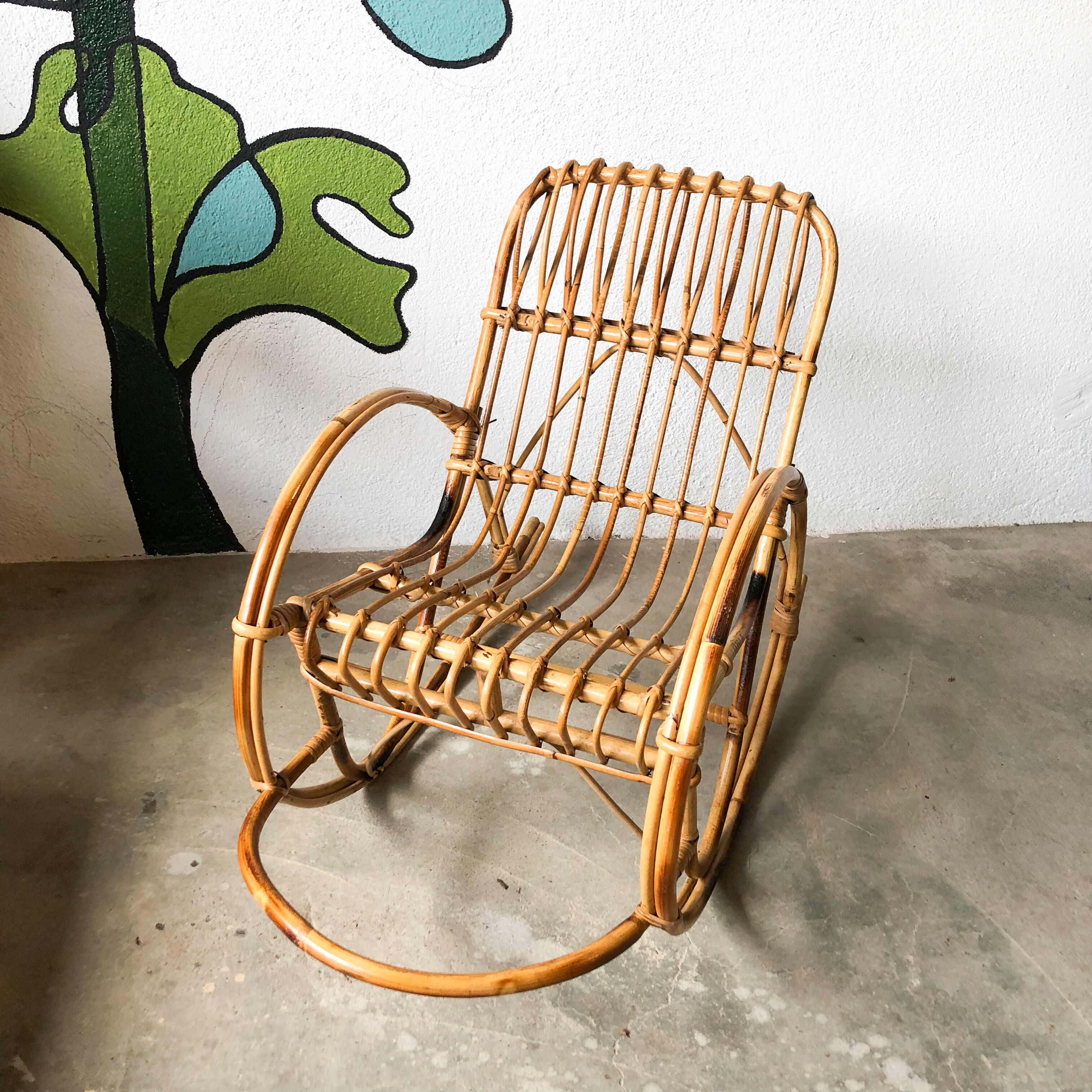 Vintage rattan child rocking chair