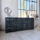 Patinated blue workshop furniture with XL drawers in oak and beech.