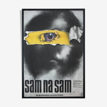 Original Polish film poster SAM NA SAM 1977, designed by Marek Goebel