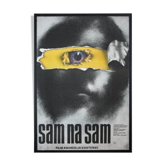 Original Polish film poster SAM NA SAM 1977, designed by Marek Goebel