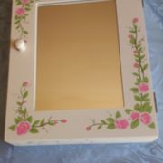 Armoire de toilette à miroir blanche à motif floral