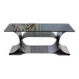 Table en acciaio et verre Space Age de Franco Costalonga par Studio Tecnico Mimo Leone Anni '70