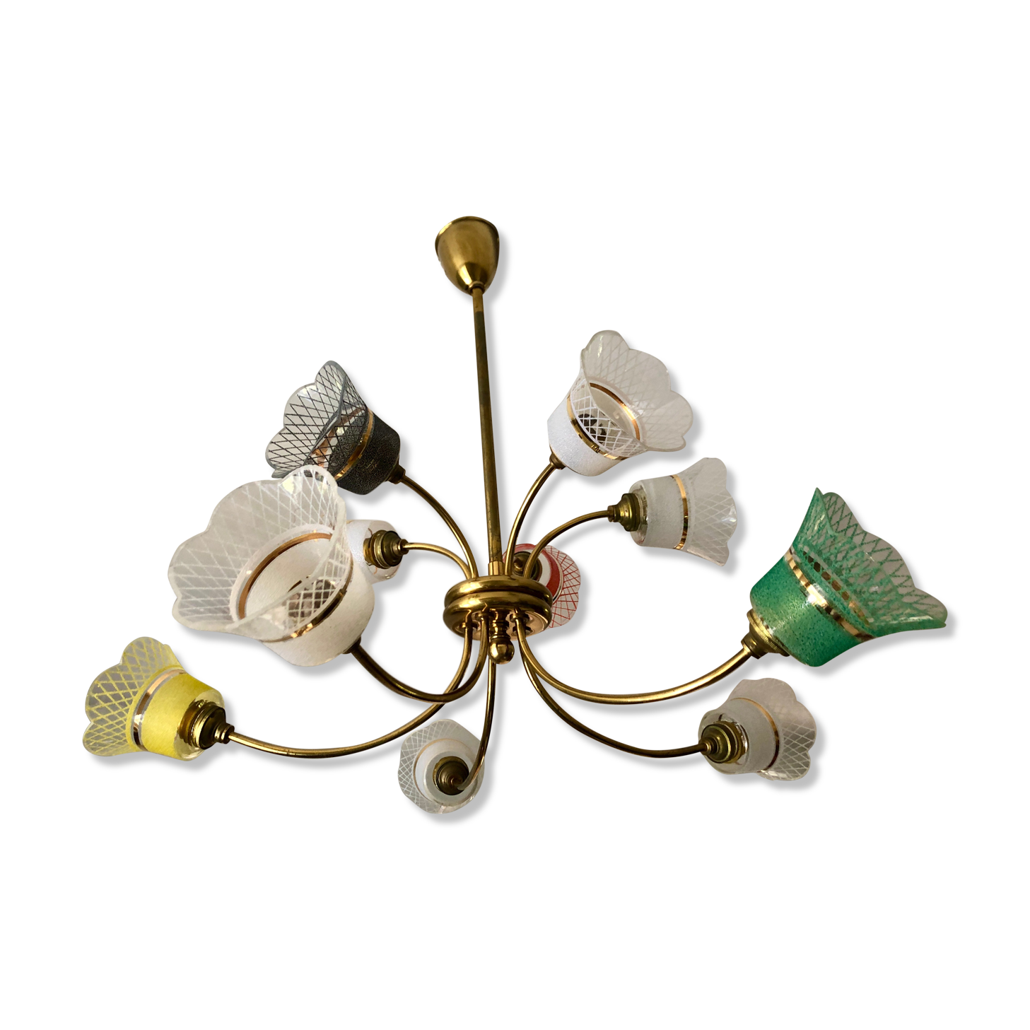 Chandelier granite glasses of colors 10 fires 1950