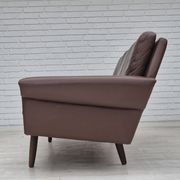 1970s, Danish 3-seater sofa, original brown leather.