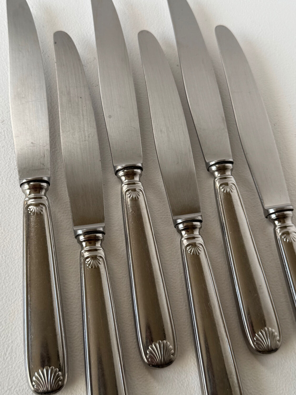 Set of 6 Vintage Modernist Sea Shell Design Dinner Knives