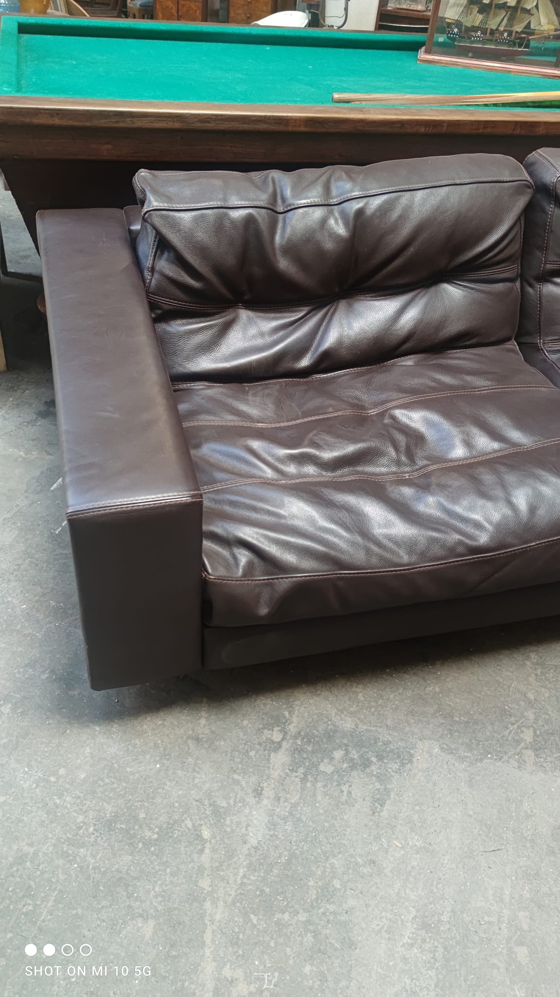 Four-seater sofa in dark brown leather from Steiner by designer Pascal Daveluy, model