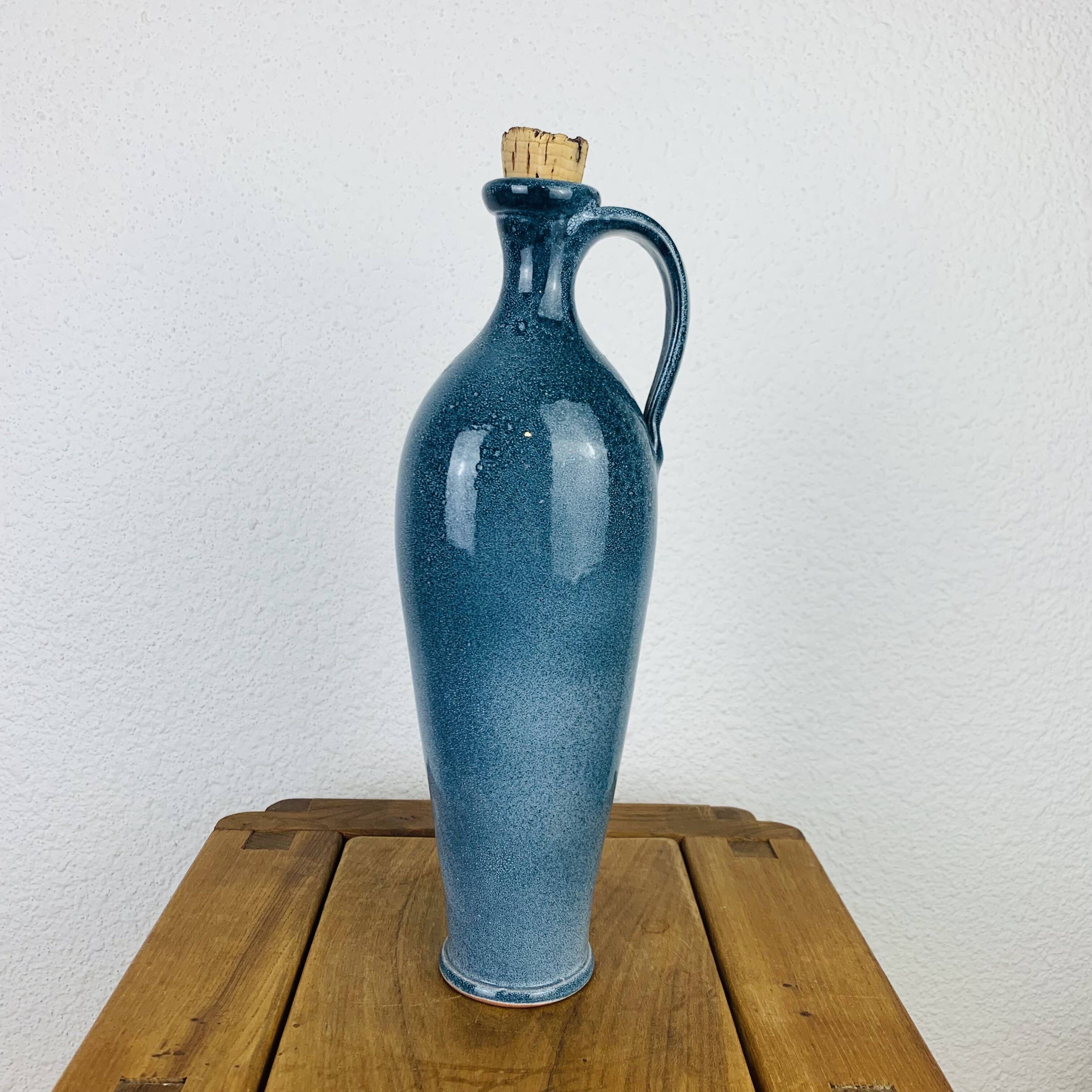 Blue ceramic bottle vase 35 cm