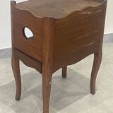 Side bedside table in natural wood with discreet side drawer