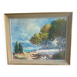 Mediterranean Landscape Painting Signed by Mr. Sabido