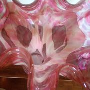 Grand vase corolle évasé 50cm - moucheté rose & blanc Design 70'