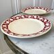 4 flat plates Badonviller tulips burgundy years 30-40